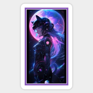 Anime Sci-Fi Cat Girl | Quality Anime Girl Artwork | Manga Girl Anime Art Sticker